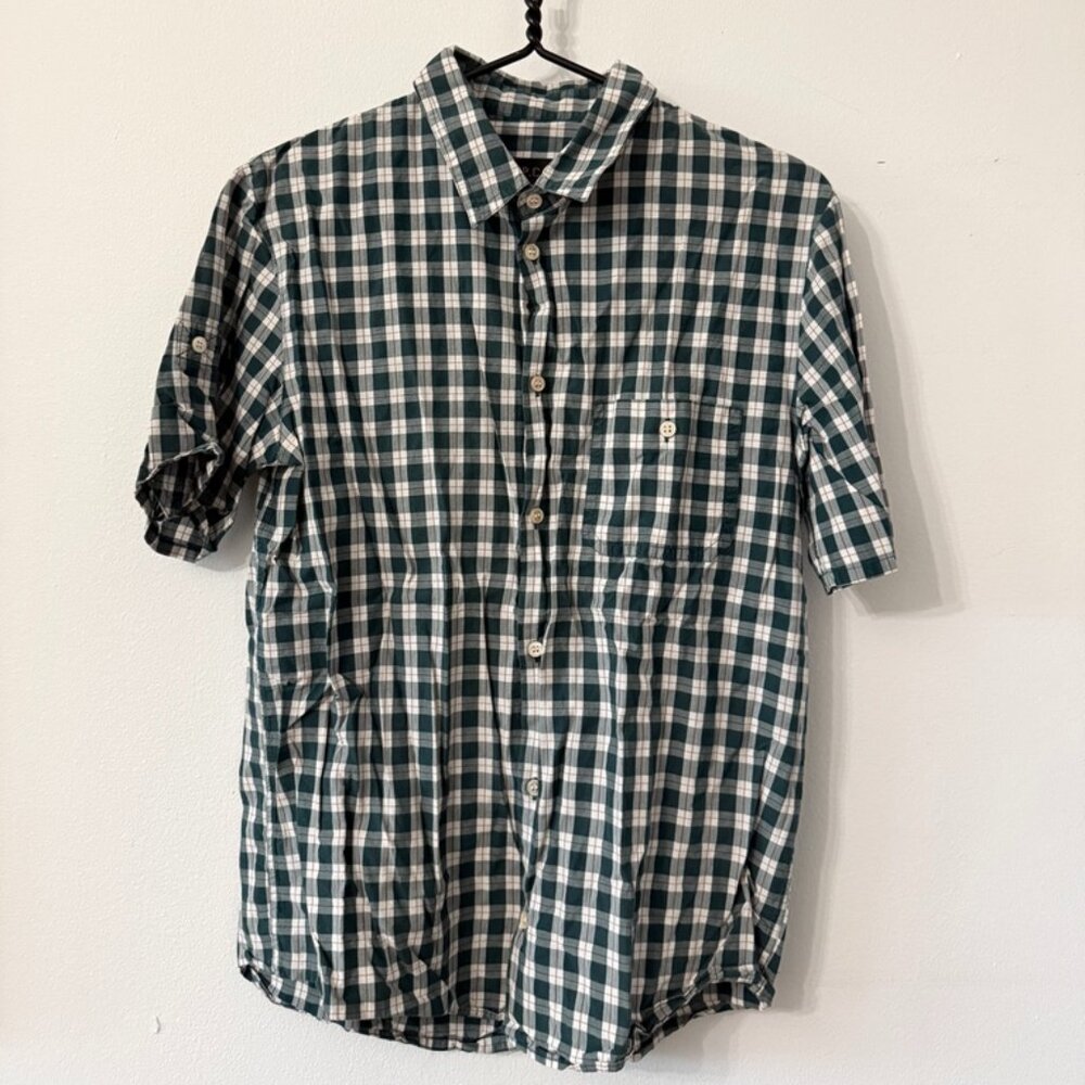 A.P.C. Rue Madame Paris Green Plaid Short Sleeve Button Down Shirt Size L